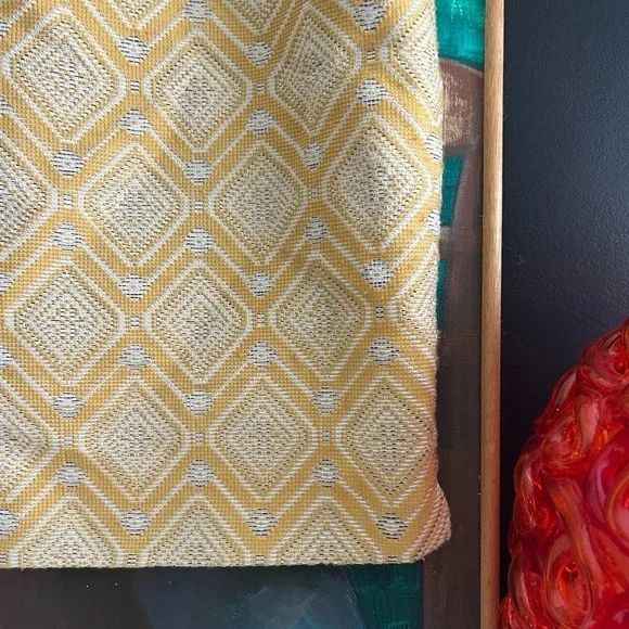 Amanda Chelsea Womens SZ 14 A-Line Skirt Yellow Chevron Brocade Career Zips - Picture 3 of 16